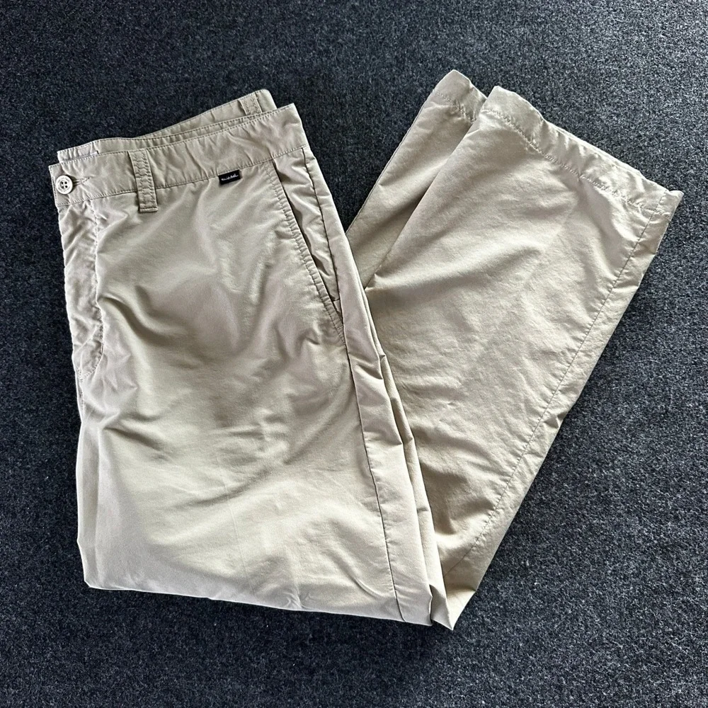 TravisMathew Mens Tan Khaki Performance Golf Pants 36 Stretch Chino Trousers